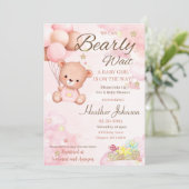 Bear Baby Shower Girl Einladung (Stehend Vorderseite)