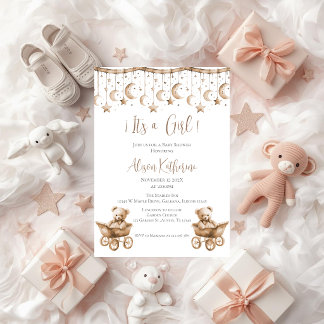 Bear Baby Shower Girl Einladung