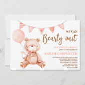 Bear Baby Shower Girl Einladung (Vorderseite)