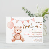 Bear Baby Shower Girl Einladung (Stehend Vorderseite)
