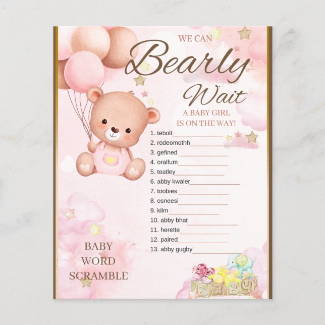 Bear Baby Shower Girl Game (Vorderseite)