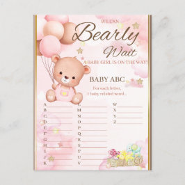 Bear Baby Shower Girl Game Postkarte