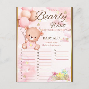 Bear Baby Shower Girl Game Postkarte