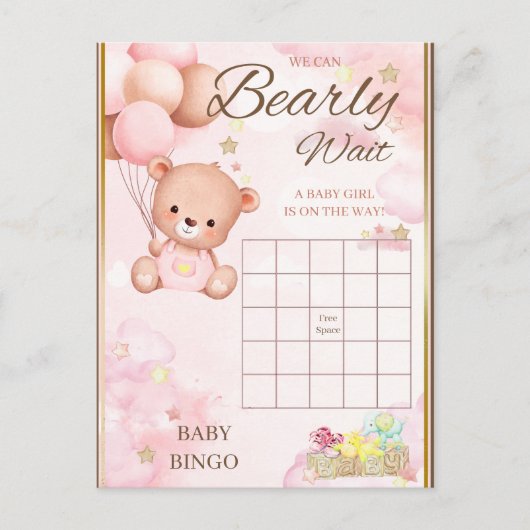 Bear Baby Shower Girl Game Postkarte (Vorderseite)