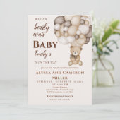 Bear Baby Shower Girl Invitation Einladung (Stehend Vorderseite)