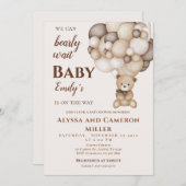 Bear Baby Shower Girl Invitation Einladung (Vorne/Hinten)