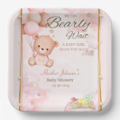Bear Baby Shower Girl Pappteller (Vorderseite)