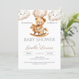 Bear Baby Shower Girl Spanische Einladung