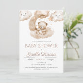 Bear Baby Shower Girl Spanische Einladung (Stehend Vorderseite)
