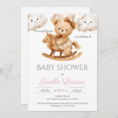 Bear Baby Shower Girl Spanische Einladung (Vorne/Hinten)