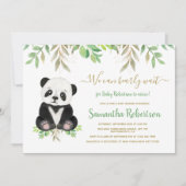 Bear Baby Shower Greenery Wasserfarbe Custom Foto Einladung (Vorderseite)