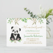 Bear Baby Shower Greenery Wasserfarbe Custom Foto Einladung (Stehend Vorderseite)