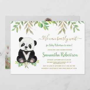 Bear Baby Shower Greenery Wasserfarbe Custom Foto Einladung