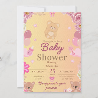 Bear Baby shower invitation  Einladung