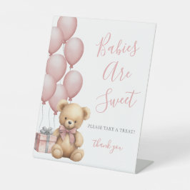 Bear Baby Shower Pink Sweets Sockelschild