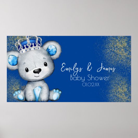 Bear Baby Shower Prince Funkelnd Blue Boys Poster (Vorne)