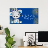Bear Baby Shower Prince Funkelnd Blue Boys Poster (Heimbüro)