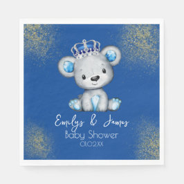 Bear Baby Shower Prince Funkelnd Blue Boys Serviette