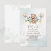 Bear Baby Shower Skript Eukalyptus Greenery Einladung (Vorne/Hinten)