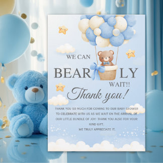 Bear Baby Shower Thank You Card | Boy Shower Dankeskarte