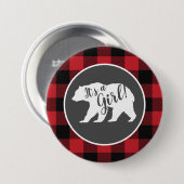 Bear Baby Shower Woodland Lodge Button (Vorne & Hinten)