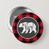 Bear Baby Shower Woodland Lodge Button (Vorne & Hinten)