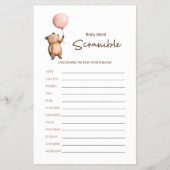 Bear Baby Shower Word Scramble Game Flyer (Vorne)