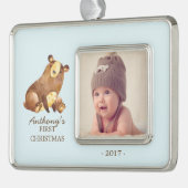 Bear Baby's 1. Weihnachtsgeschenk Foto Ornament Rahmen-Ornament Silber (Links)