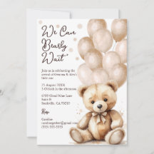 Bear Balloon Baby Shower Einladung