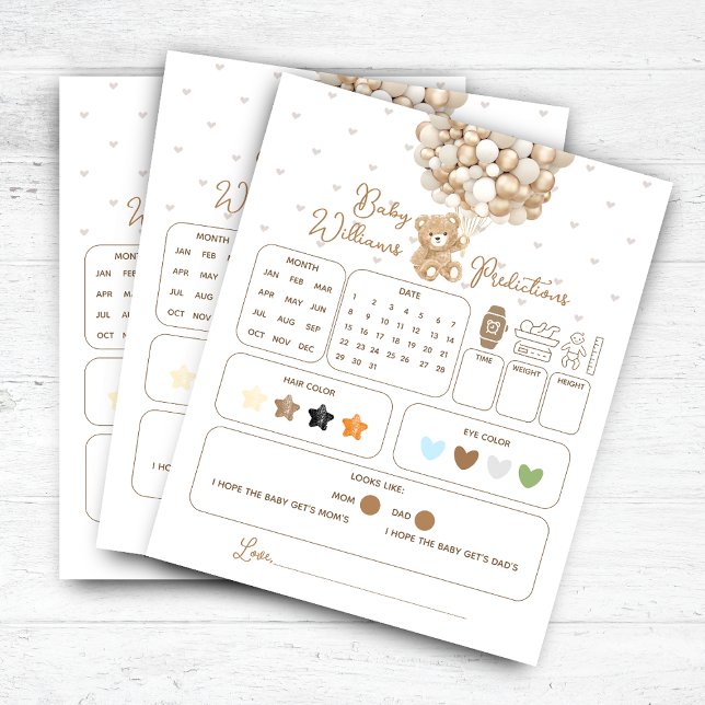Bear Balloon Baby Shower Predictions Game (Von Creator hochgeladen)