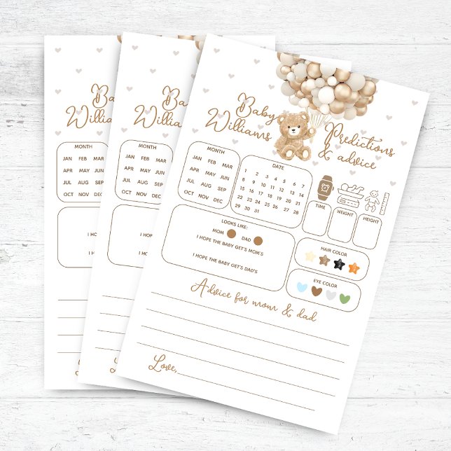 Bear Balloon Baby Shower Vorhersagen & Advice Game (Von Creator hochgeladen)