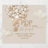 Bear Balloon Babydusche bereit zum Pop Schaumweinetikett (Einzelnes Label)