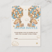 Bear Balloon Bearly Wait Twins Blue Diaper Raffle Begleitkarte (Vorderseite)