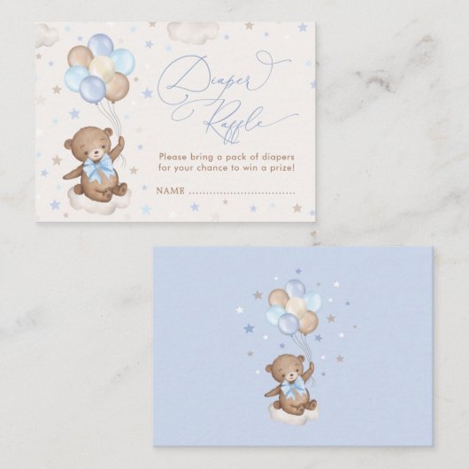 Bear Balloon Blue Brown Stars Books for Baby Boy Begleitkarte (Vorne/Hinten)