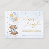 Bear Balloon Blue Gold Stars Books for Baby Boy Begleitkarte (Vorderseite)