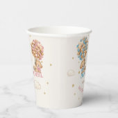 Bear Balloon Boho Pink Blue Gender Reveal Pappbecher (Rechts)