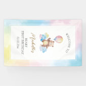 Bear Balloon Clouds Beary First Birthday Welcome Banner (Horizontal)