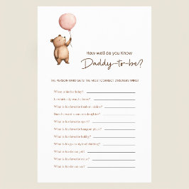 Bear Balloon Daddy Trivia Baby Shower Game Flyer