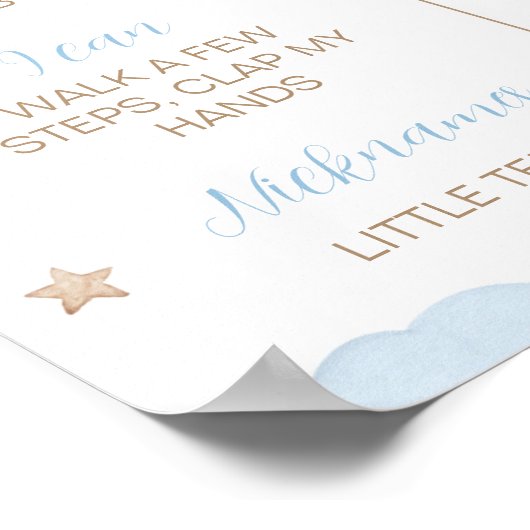 Bear Balloon First Birthday Milestone Zeichen Poster (Ecke)