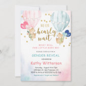 Bear Balloon Gender Reveal Baby Shower Invitation Einladung (Vorderseite)