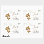 Bear Balloon Green Baby Dusche Vielen Dank Rechteckiger Aufkleber (Blatt)