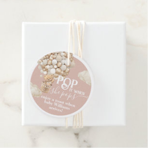 Bear Balloon neutral Baby Girl Dusche bereit zum P Geschenkanhänger