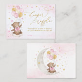 Bear Balloon Pink Gold Stars Bücher für Baby Girl Begleitkarte (Vorne/Hinten)