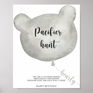 Bear Balloon Schnuller Jagen Baby-Duschgame Poster