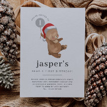 Bear Balloon Weihnachtsmannmütze Erster Geburtstag