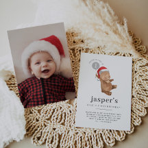 Bear Balloon Weihnachtsmannmütze First Birthday Fo