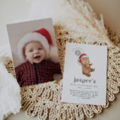 Bear Balloon Weihnachtsmannmütze First Birthday Fo Einladung