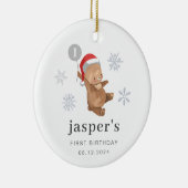 Bear Balloon Weihnachtsmannmütze Keramik Ornament (Rechts)