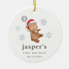 Bear Balloon Weihnachtsmannmütze Keramik Ornament