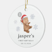 Bear Balloon Weihnachtsmannmütze Keramik Ornament (Links)